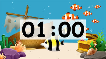 1 Minute Countdown Timer Alarm Clock With Music, Timer for Kids Animal Fish