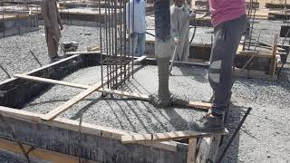 Self compacting concrete pour on a foundation footing by concrete pump 2