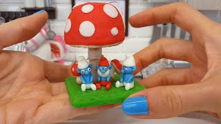 Mini SMURFS cake 💙🍄🌸💙/ mini cooking / mini food / tiny kitchen / miniature cooking 💙