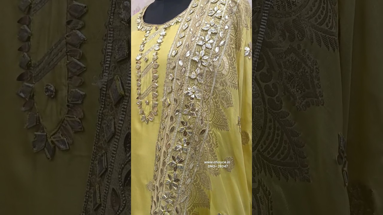 Rich Yellow Silk Suit with Gota Patti & Zari Work. 
