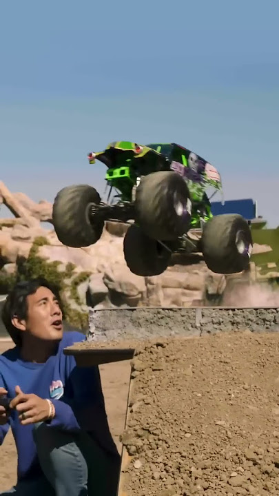 Wait… What? HOW⁉️ #Shorts - Zach King testing his Monster Jam RC #monsterjam