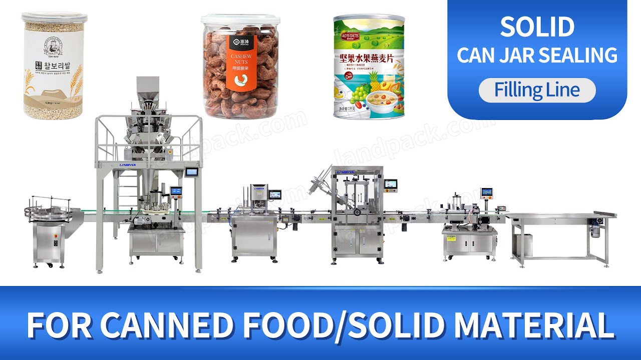 Automatic Solid Food Multihead Weigher Canning Packing Line - YouTube