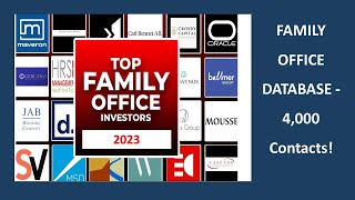 Family Investment Office Database. 4,000 Key Funding Contacts.