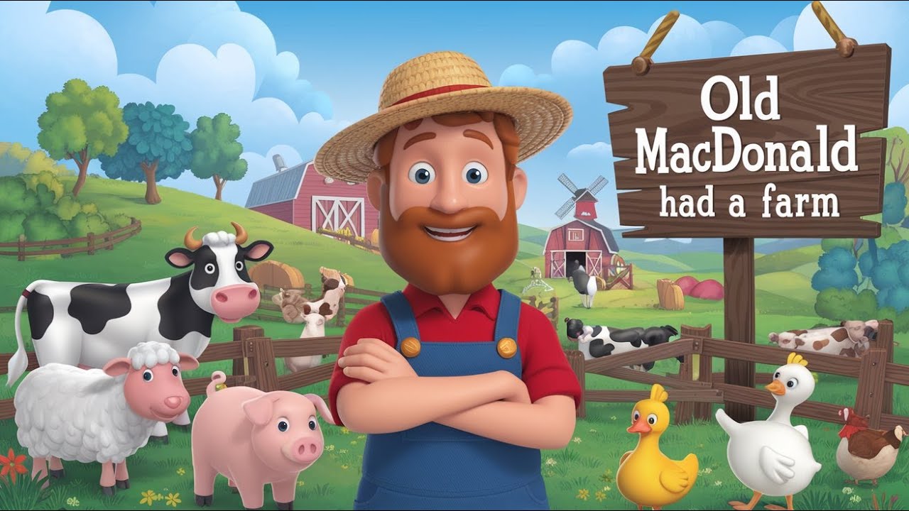 Old MacDonald Had a Farm & Animal Sounds Song | Farm Animals Learning ...