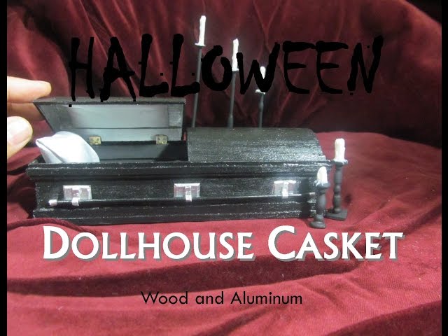 Halloween Wood and Aluminum Dollhouse Miniature Casket Coffin