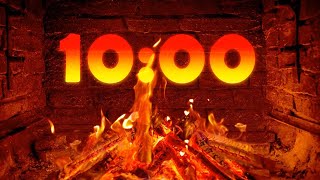 10 Minutes FIER TIMER Countdown (Fireplace with sound effects)