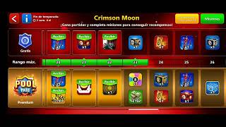 Pool Pass Crimson Moon Season (2022). Unlocked Rewards. 8 Ball Pool.