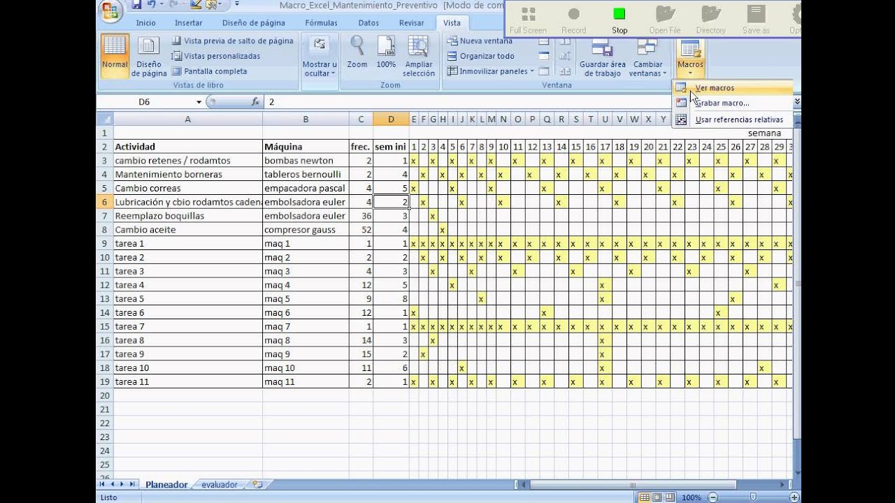 Macro Excel Mantenimiento Preventivo - YouTube