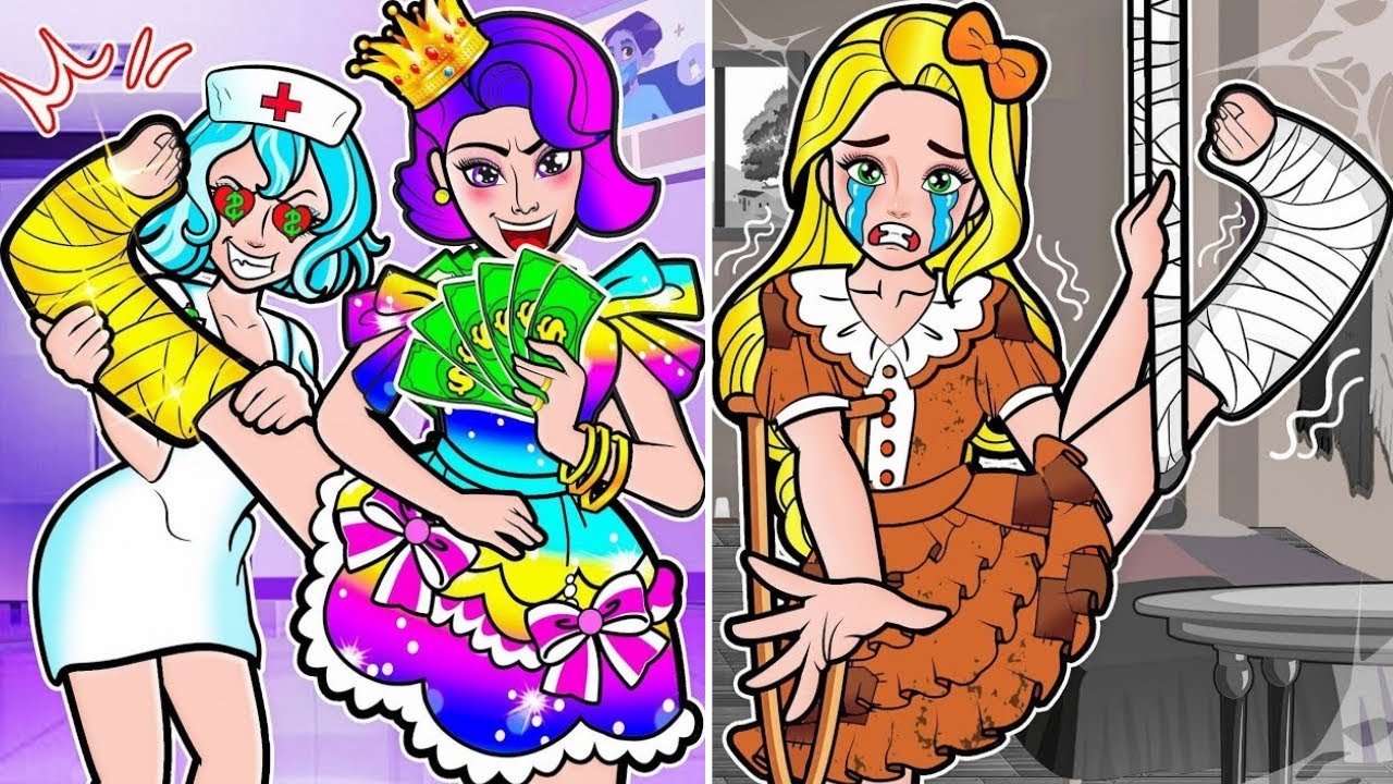 🎀 **Paper Dolls Rich vs Poor vs Broke! Rapunzel and Broken Legs – Who Will Win? 💥**