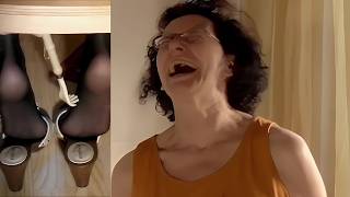 feet tickling - nylon tickling feet under the chair
