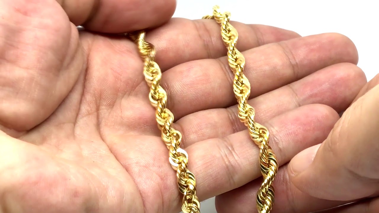 14K Yellow Gold filled Solid Rope Chain Necklace 4.5mm Wide