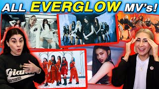 FIRST TIME Reacting to EVERGLOW: First, La Di Da, Dun Dun, Bon Bon Chocolat, Adios