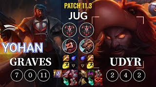 HLE yoHan Graves vs Udyr Jungle - KR Patch 11.3