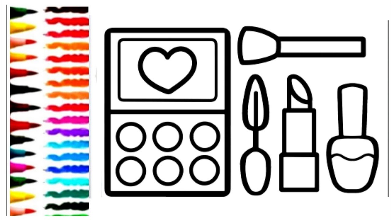 How to draw Makeup kits drawing for childrenEasy makeup set drawing
