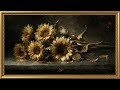Vintage Dark Red Roses Painting | Gold Frame TV Art | Art Screensaver for TV 2 Hrs