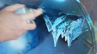 Spray Paint Art tutorial: basic mountain technique