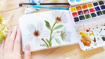 Simple White Watercolor Florals Real Time Tutorial |  Joly Poa