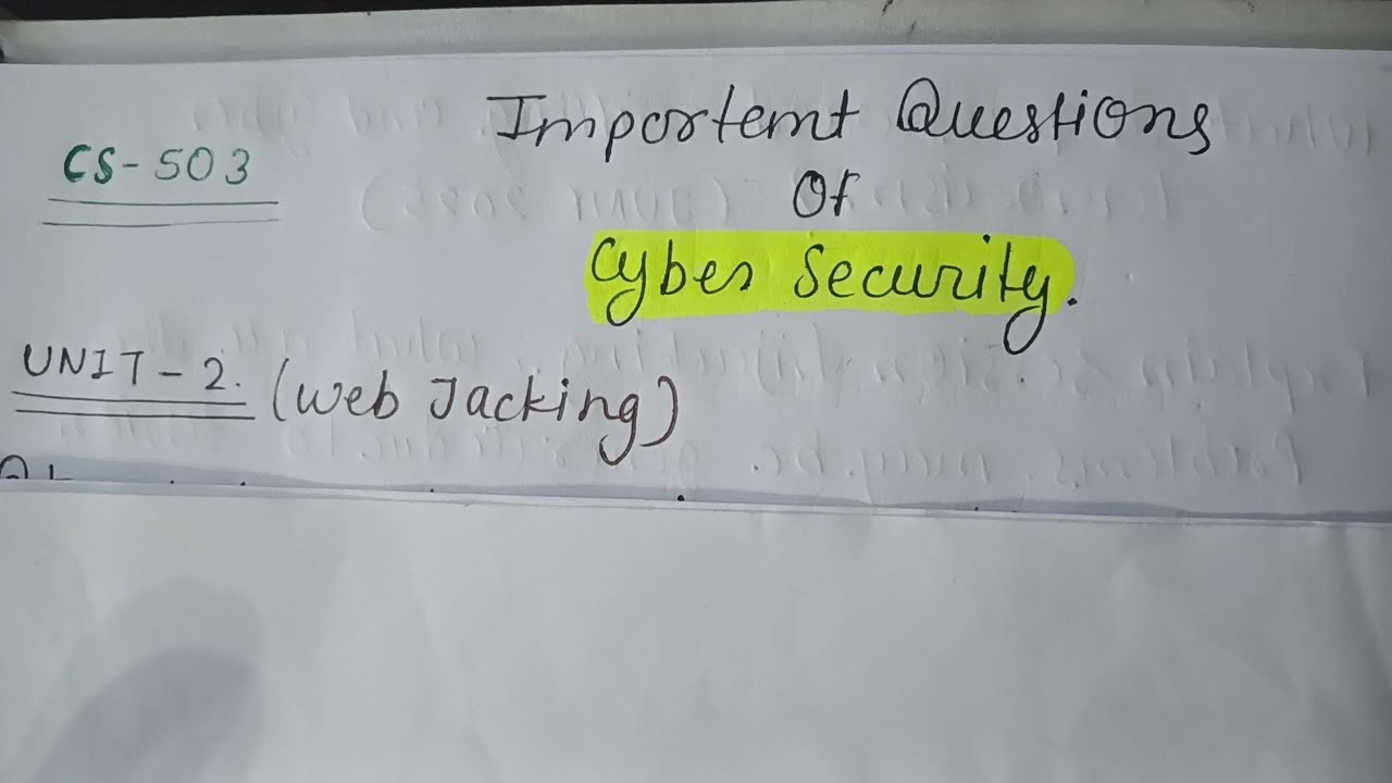 Important questions of cybersecurity ,unit 1
