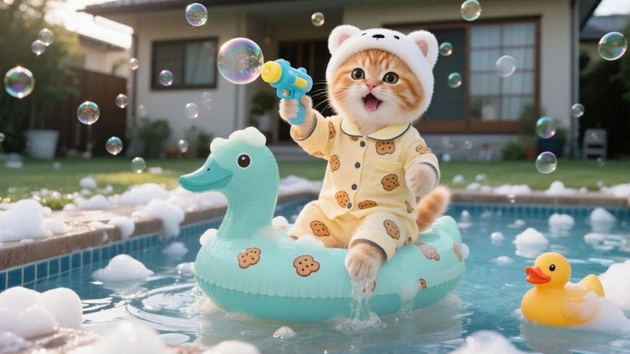 Happy Ginger Kitten Helps Mama Cat Wash the Car 🚗🐱💦 | Cute & Funny Cat Story