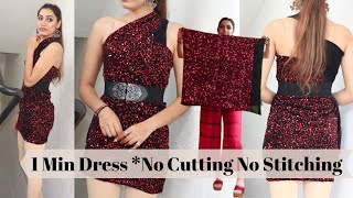 DIY One Piece Dress ||No Cutting No Stitching || One Piece Dress In Just 1Min ||2022