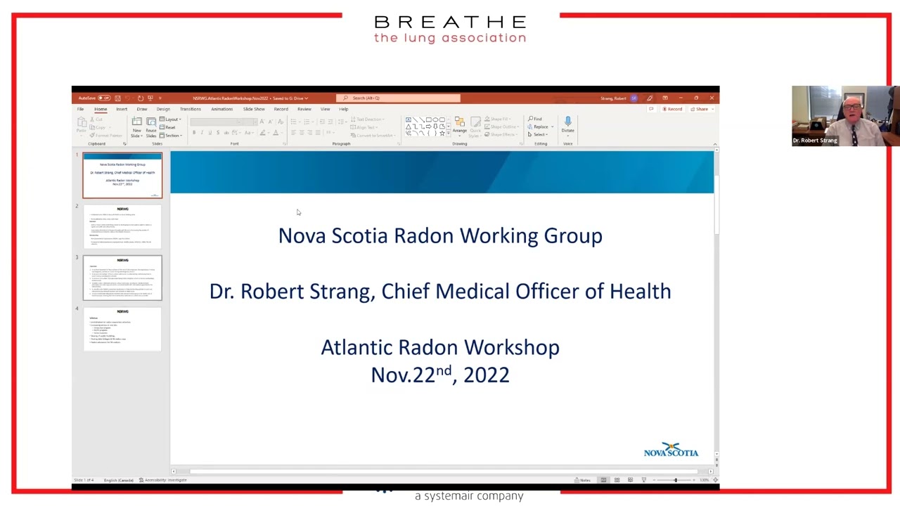 Atlantic Radon Workshop   Dr  Robert Strang, NS Chief Medical Officer of Health