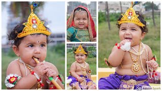 Srishti as little radha and krishna 1 year baby dress for