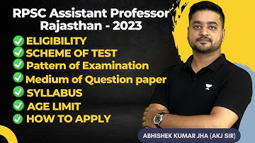 RPSC Assistant Professor | Rajasthan - 2023 By Abhishek Kumar Jha Sir