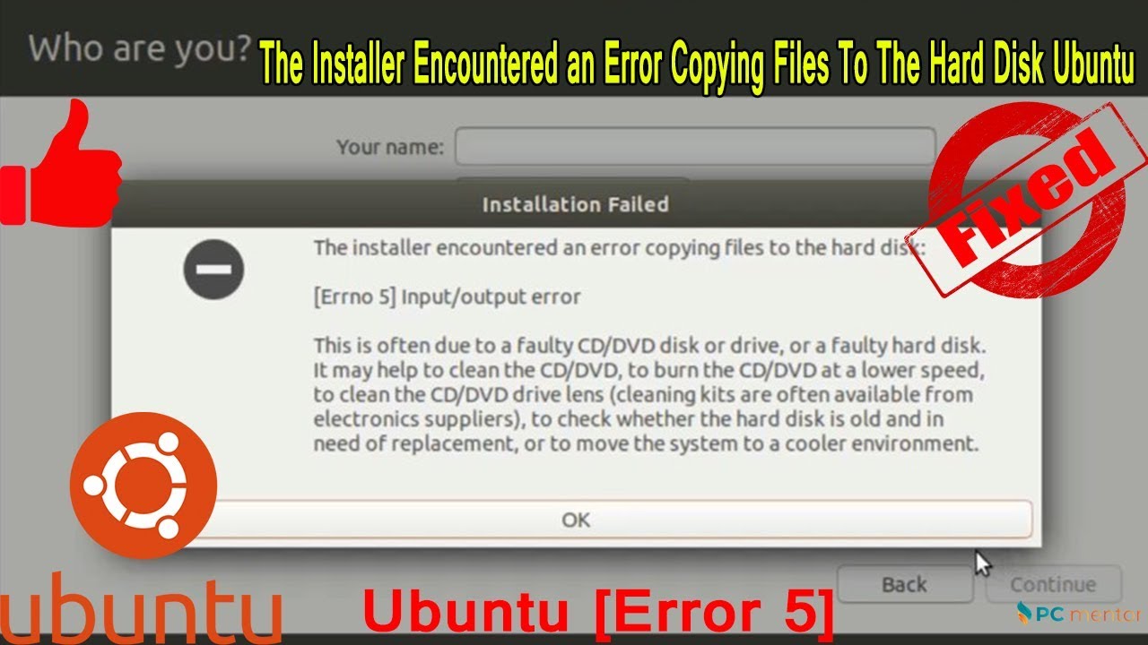 ubuntu dvd error de entrada / salida idéntico