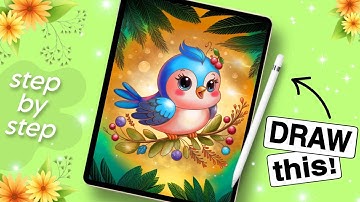 Easy Procreate Art - Draw a Bird | Step By Step 🐦🩵