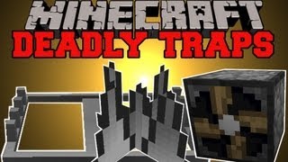 Minecraft : DEADLY TRAPS (TRAPS, SPIKES, IGNITERS, MAGNETIC CHESTS) TrapCraft Mod Showcase