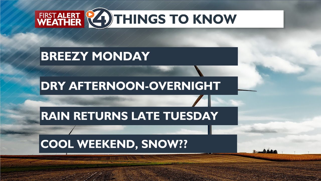 Dry Monday, rain and snow in the forecast this week - YouTube