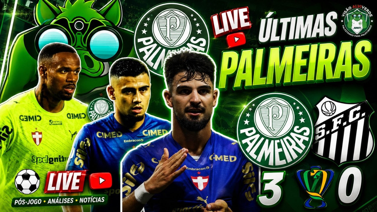 🚨#AOVIVO-PEGA A VISÃO: CDB: PALMEIRAS 3X0 SANTOS | GÓMEZ E ARIAS FORA? | MAIS UM JOGADOR DE SAÍDA!