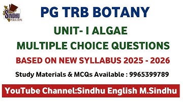 Algae MCQs Unit-I / PG TRB Botany / Algae Objective Questions with Answers/ Based on New Syllabus