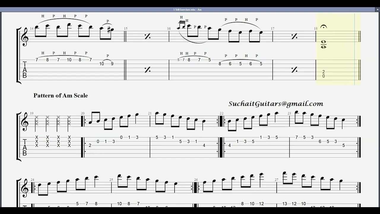 Lead Guitar Exercises Trill Exercises (misc patterns) in the key of A