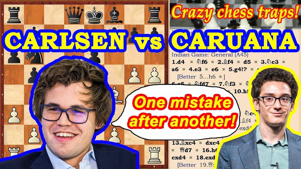 Magnus Carlsen vs Fabiano Caruana ♔ Queen's pawn game ♕♙ Chess videos ...