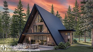 Modern A-Frame Cabin House Plan 623081DJ Virtual Walkthrough Tour!