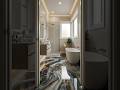 Luxury bathroom transformation with a stunning metallic epoxy marble floor ✨🛁