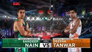 Sandeep Nain Vs Deepak Tanwar Super Boxing League Haryana Warriors Vs Maratha Yoddhas