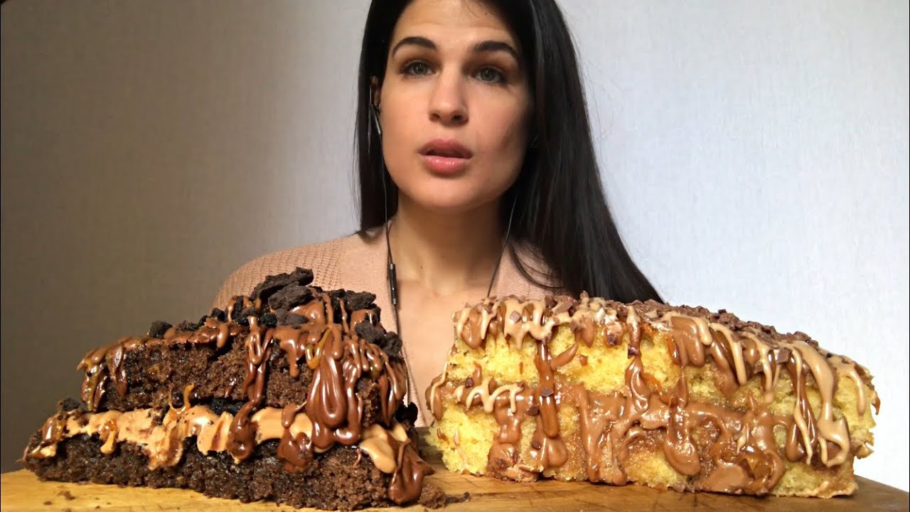 ASMR | CHOCOLATE & CARAMEL CAKE | EATING SOUNDS