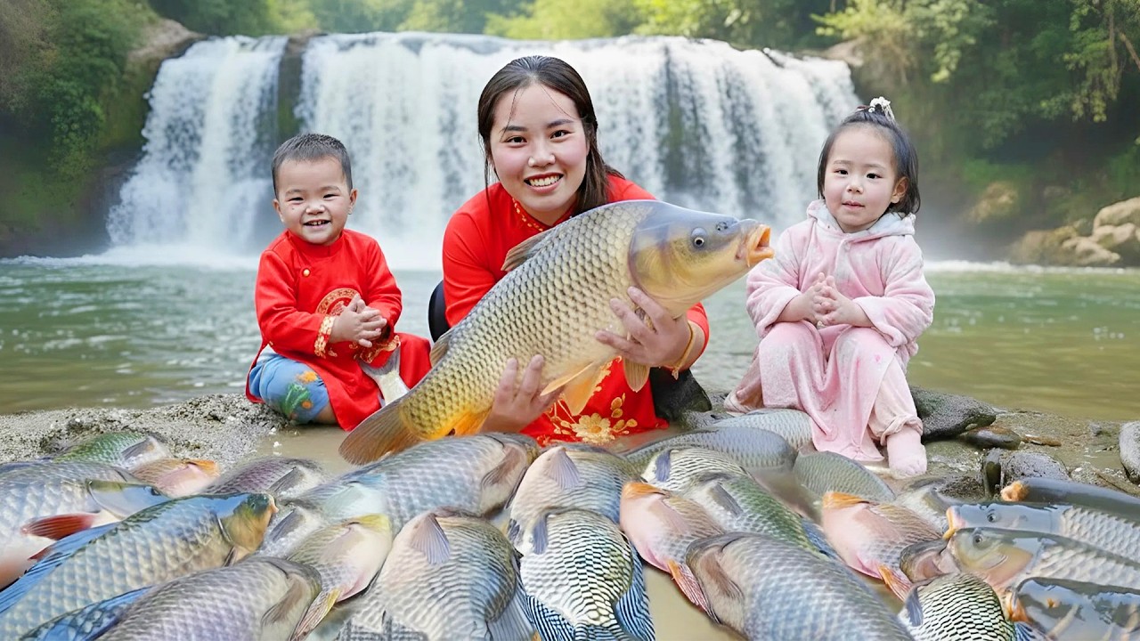 👉 Catching Giant River Fish for Market Sale | Cooking Nutritious Porridge for My Children