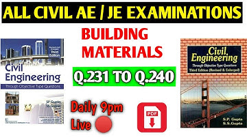 🔴Live 9:00 PM | Part 18 Building materials gupta & gupta book solution civil engineering by vip adv