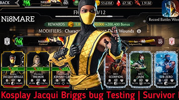 FW Survivor Mode Fatal Tower | Testing Kosplay Jacqui Briggs glitch | MK Mobile