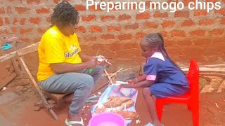 How we prepare cassava chips in the village//mogo//village life