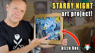 How to Build Starry Night From a Pizza Box! | Van Gogh Art Project by Artrageous with Nate 3,120 views 7 months ago 9 minutes, 50 seconds