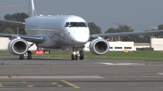 Embraer Lineage 1000. Landing and taxi-in.