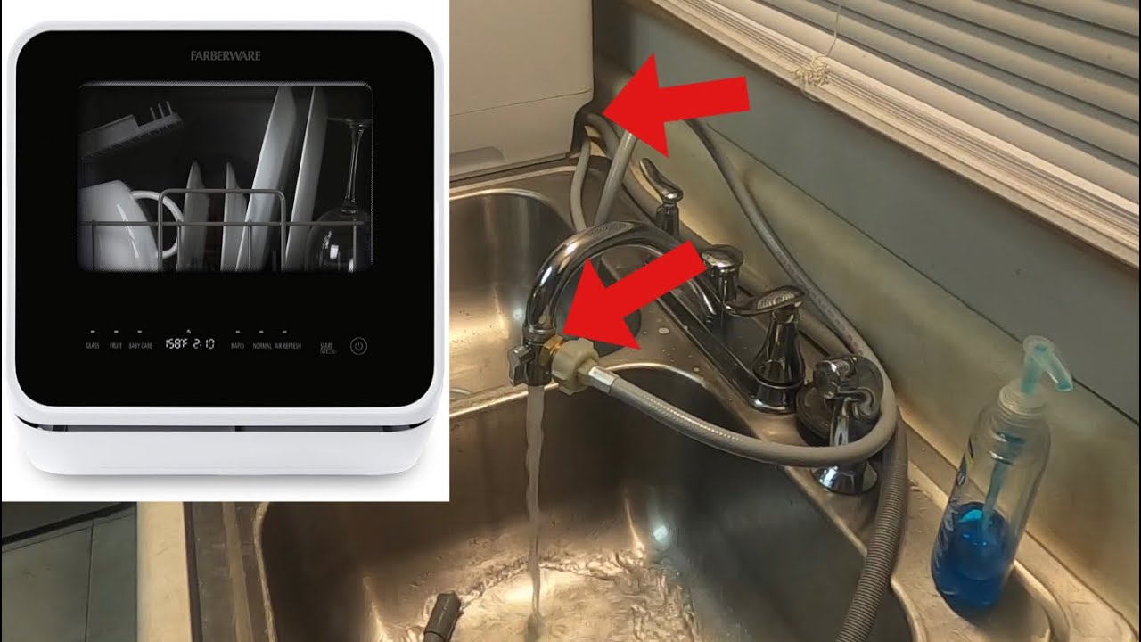 FAUCET HOOKUP (Install and Demonstration) - FARBERWARE COMPLETE PORTABLE  COUNTERTOP DISHWASHER 