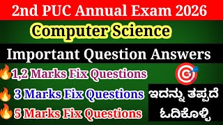 2nd PUC Computer Science Important Questions For Annual Exam 2026 With Answers Karnataka Board 