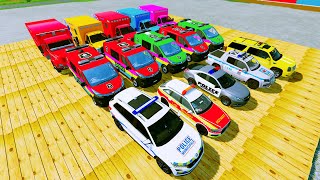 TRANSPORTING 1000 CARS, AMBULANCE, POLICE CARS, FIRE TRUCK, OF COLORS! WITH TRUCKS!  FS 22