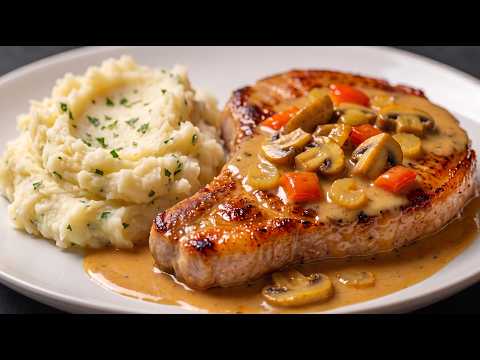 This recipe will drive you crazy! Pork steaks in a creamy sauce with mushrooms!
