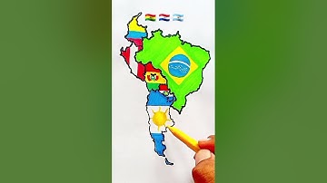 How to Draw Complete Flag Map of South America  #southamerica #flag #drawing 